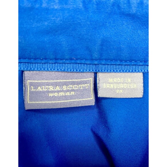 Laura Scott Women's Size 2x Button Front Shirt Button Up Sleeve Black White Blue - Picture 6 of 8